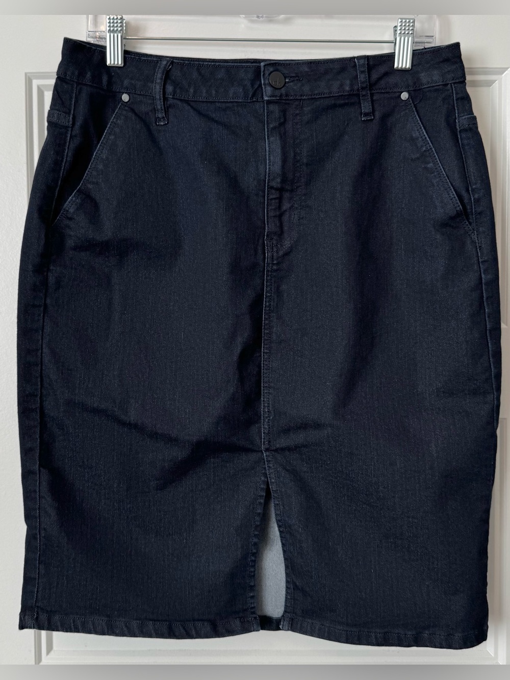 Calvin Klein Jeans Dark Wash Denim Pencil Skirt Size 32 Stretch Midi